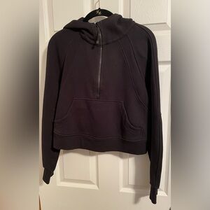 LULULEMON Black Half-Zip Cropped Scuba Hoodie Oversized